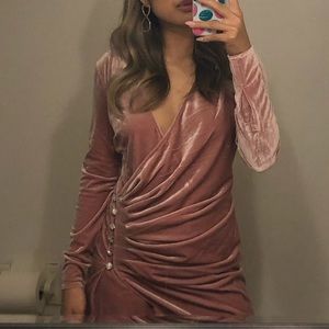 Velvet Long Sleeve Mini Dress